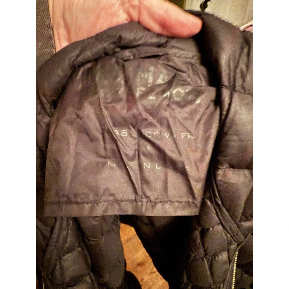 Michael Kors Down Fill Quilted Packable Black Full Gold Zip Puffer Coat Jacket S